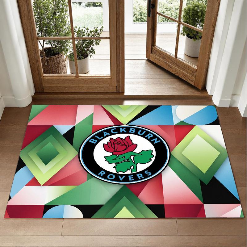 Blackburn Rovers Football Design Crystal Velvet Rug Soft Decorative Mat for Bedroom Entrance