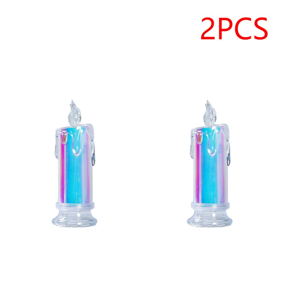 LED Flameless Candles Light Clear Crystal Candlestick Realistic Battery Operated Candle Lamp for Wedding Christmas Decoration