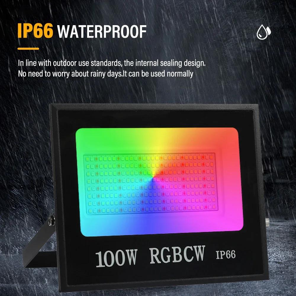 RGB LED Floodlight Reflector Outdoor Lighting 220V 30W 50W 100W Waterproof Spotlight Lamps Landscape Lighting Xmas Decoration