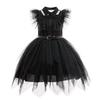 Abito da sera in rete da ragazza per cosplay della Famiglia Addams di Mercoledì con accessori (Taglia unica)
