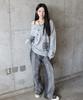 DEFYCLUBROBBERS Flight 666 Boat Neck One Shoulder Long Sleeve Melange