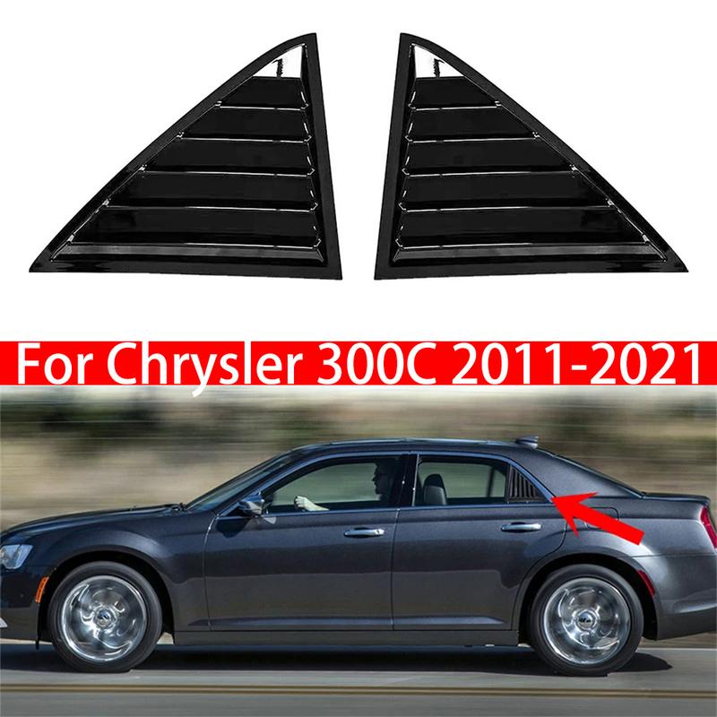 For Chrysler 300C 2011- Car Rear Louver Window Side Shutter Cover Trim Sticker Vent Scoop ABS Carbon Fiber Style Gloss Black