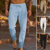 Pantalon en coton et lin pour homme, nouveau, respirant, couleur unie, Fitness, Streetwear, automne, S-3XL