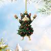 Acrylic flat 2D cute kitten pendant dressed as a Christmas tree can be used for bags,keychains, rearview mirrors Christmas trees and other decorations