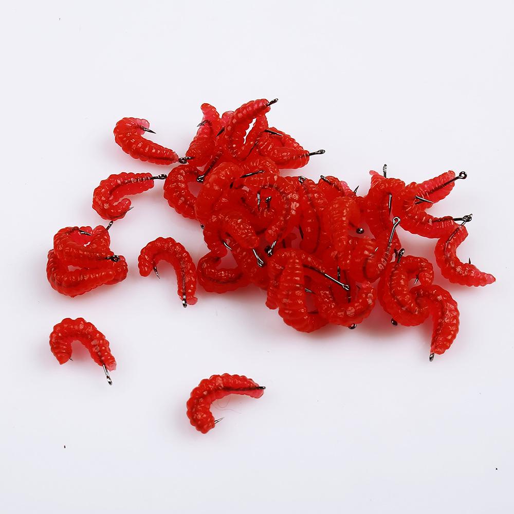 Žlutá bionická moučná červ měkká nástraha s háčkem pro rybaření