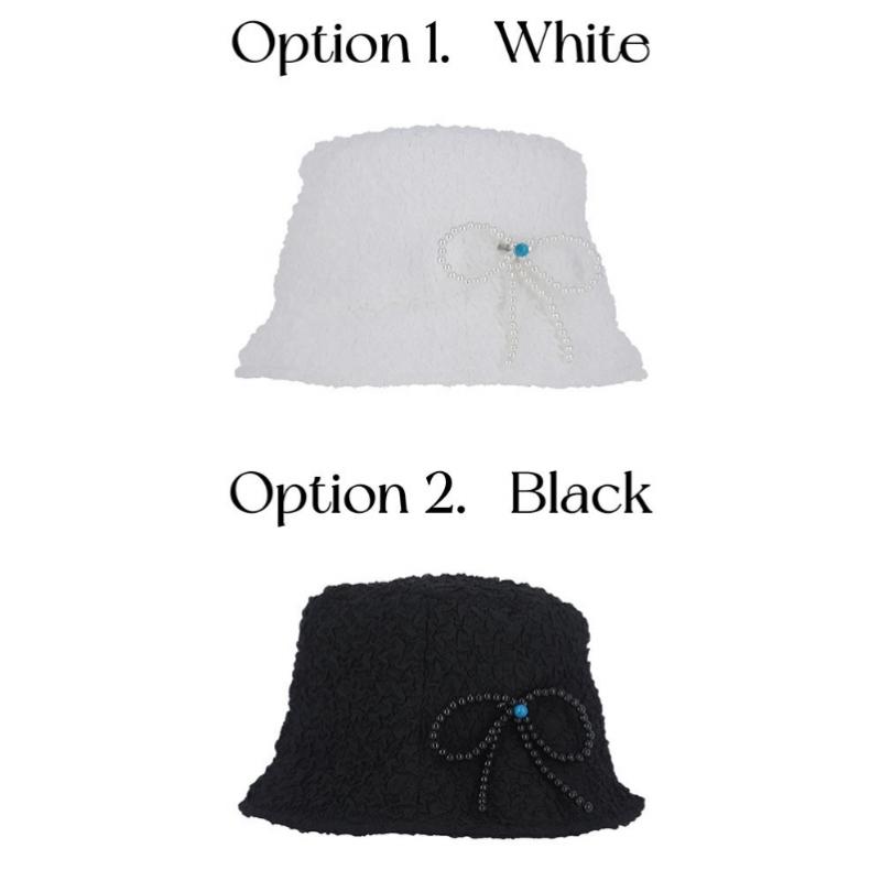 Allincomplete Pearl Crinkle Bucket Hat White