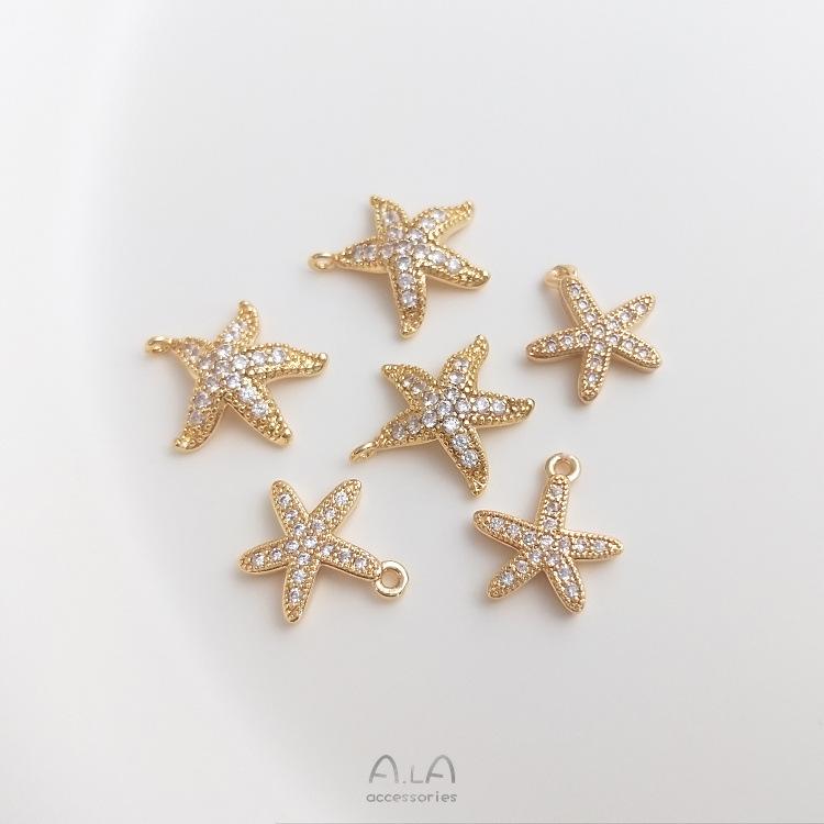

14K Gold-Filled Zircon Starfish Pendant Charm Necklace/Bracelet