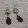 Women Fashion Bohemian Retro Water Drop Cut Out Flower Gemstone Earrings