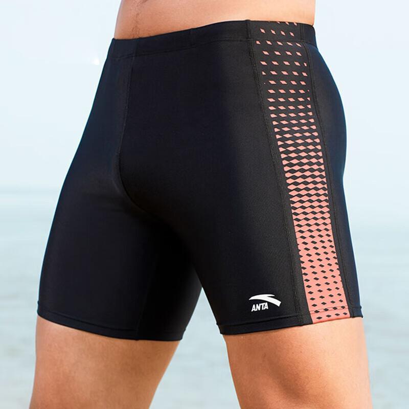 Anta Waterproof Chlorine Resistant Quick Dry Breathable Professional Training Swim Shorts Men Swimwear Black Blue 992118681-3