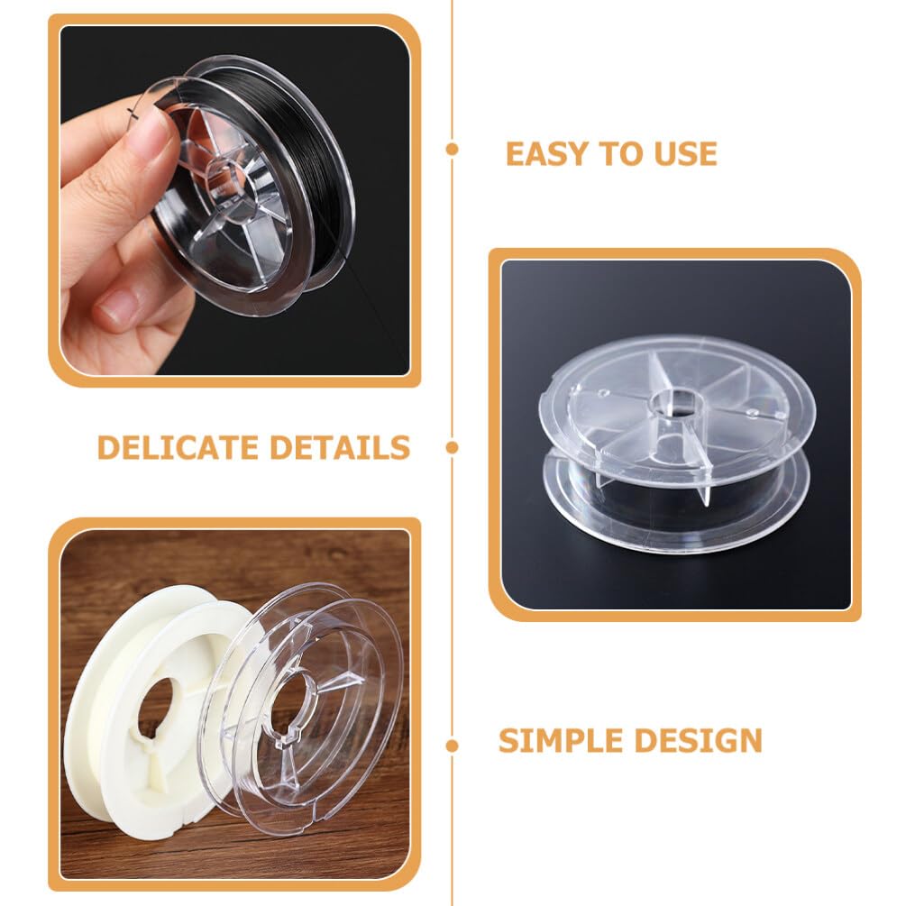 STOBOK 20-Piece Bobbin Set, Perfect for Spooling Thread, Fishing Line, Sewing Thread, and Organizing, Clear Plastic, Durable Sewing Tools