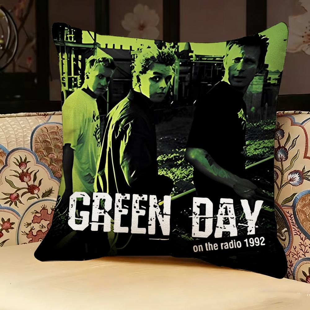 

GGreen ROCK Day BAND Pillow Case Pillowcase Doublesided Printed Sofa Cushion Bedroom Headboard Pillow 30X30cm