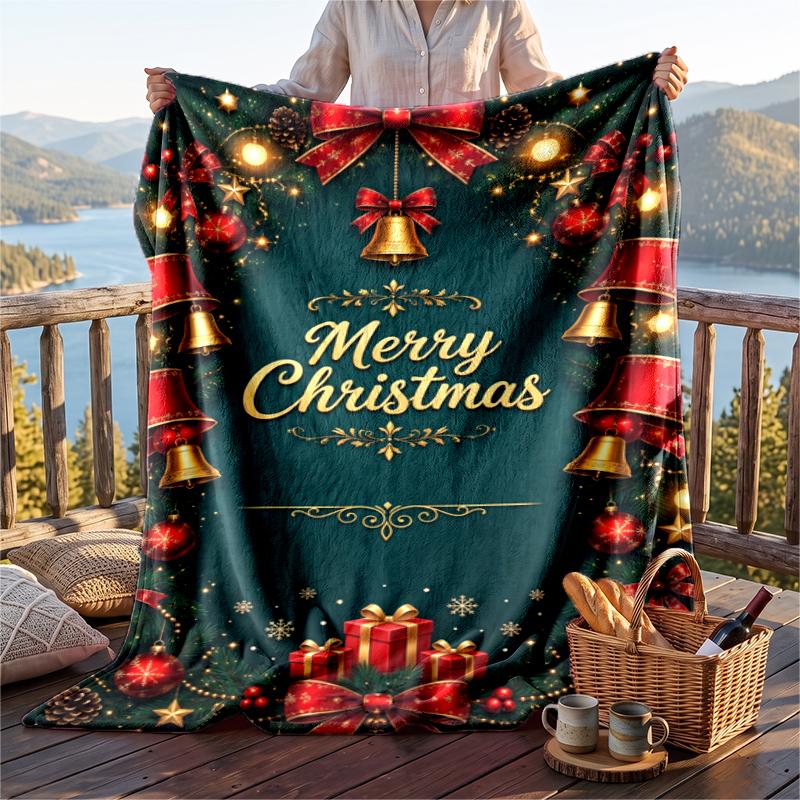 Christmas Flannel Throw Blanket Soft Warm Cozy For Sofa Bed Indoor Home Use Great Holiday Gift