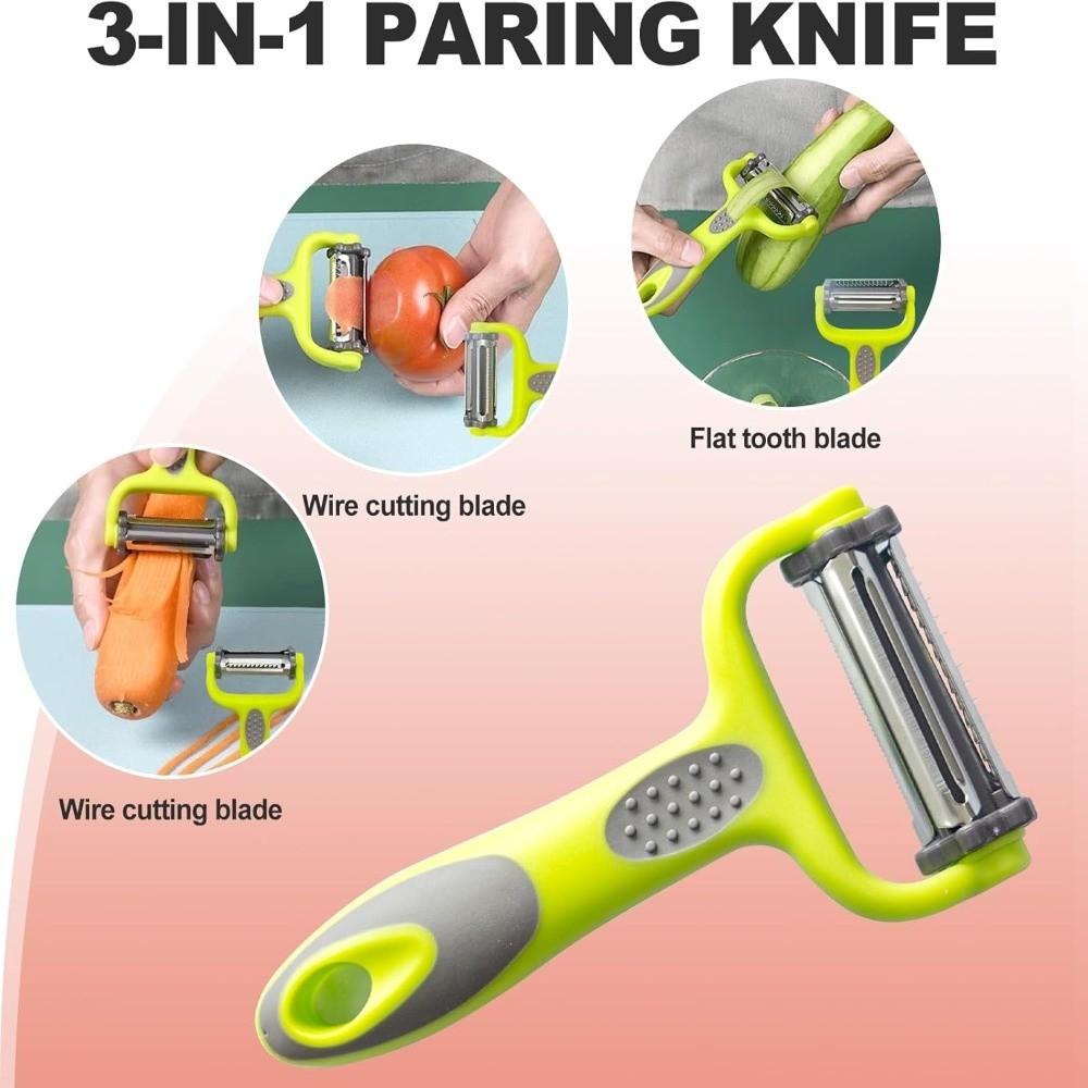3 In 1 Rotary Peeler 360 Degree with Protective Cover Julienne Slicer Non-Slip Stainless Steel Grater