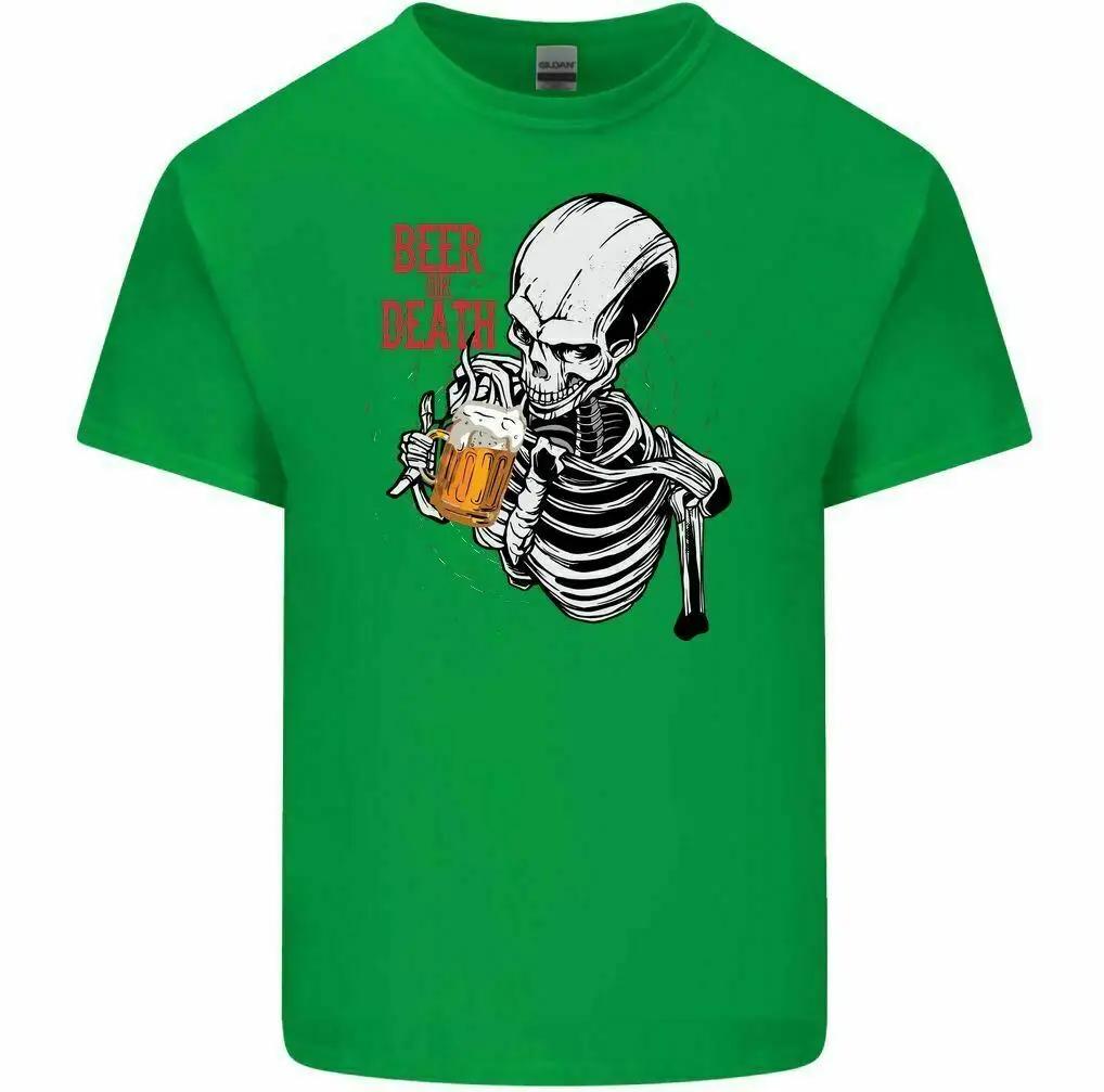 Beer or Death Funny Alcohol Skull Skeleton Halloween T Shirt New 100 Cotton Short Sleeve ONeck Tshirt Casual Mens Top