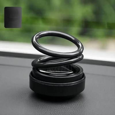 Calentador Molecular cinético portátil para aromaterapia de aire de coche, doble anillo giratorio, alimentado por energía Solar, difusor de Perfume para coche, calentador Molecular