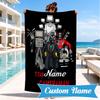 Custom Name Skibidi Future Adventure Heart In Space Adventure Microfiber Beach Towel, Lightweight for Summer Travel, Swimming Pool Fan Gift