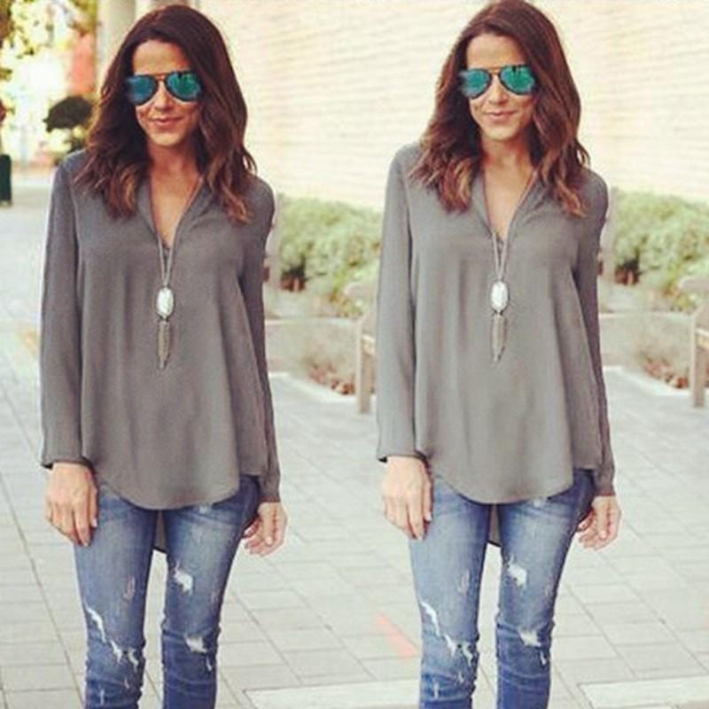 Elegant Fashion Women Blouse Chiffon Long Sleeve Ladies T Shirt Casual Loose Shirt Tops