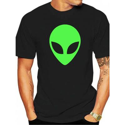 Europäische Größen Grüner Alienkopf 90er Jahre Stil Lustiges Alien Oversize T-Shirt 3D Gedruckte T-Shirts für Herren Baumwolle Oversize T-Shirt