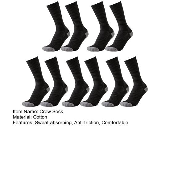 5 Pairs Men's Cotton Crew Sock Moisture Wicking Athletic Performance Socks Soft Breathable Running Socks for Daily Wear Exercise