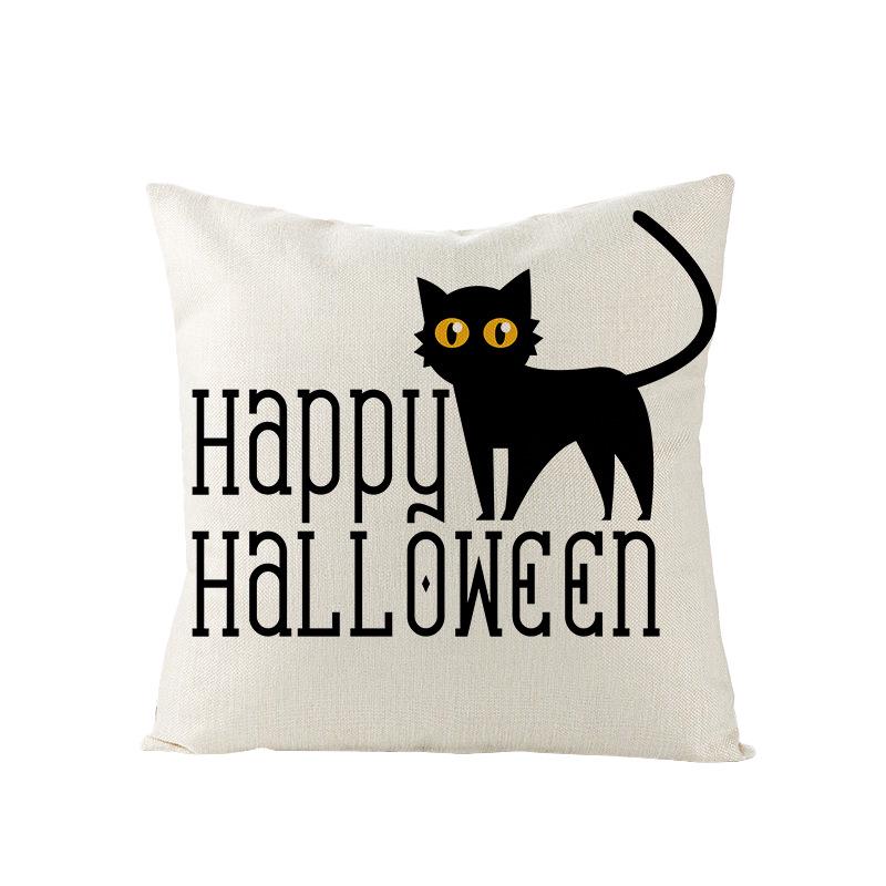 Halloween Pillowcase New Pumpkin Black Cat Series Sofa Cushion Waist Pillowcase Home