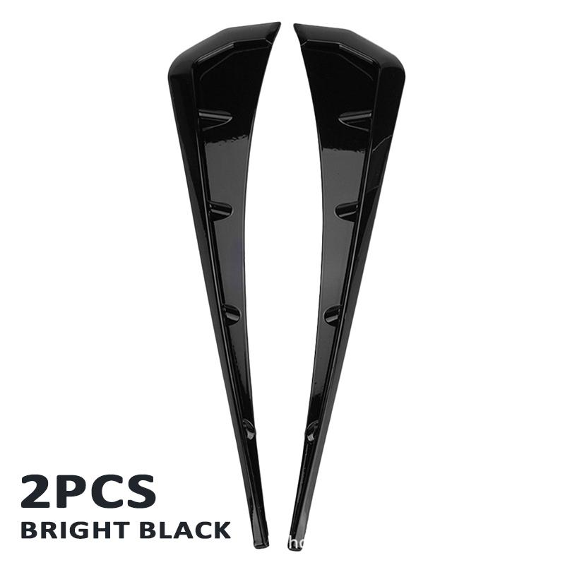 Universal 2pcs Car ABS Side Fender Vent Air Wing Cover Moulding Trim Stickers Hood Intake Sticker Accessorie BRIGHT BLACK