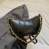 Fashion Chain Shoulder Bag For Women Trend Half Moon Design Underarm Handbag And Purse Black Brown Coffee Crossbody Bag Small