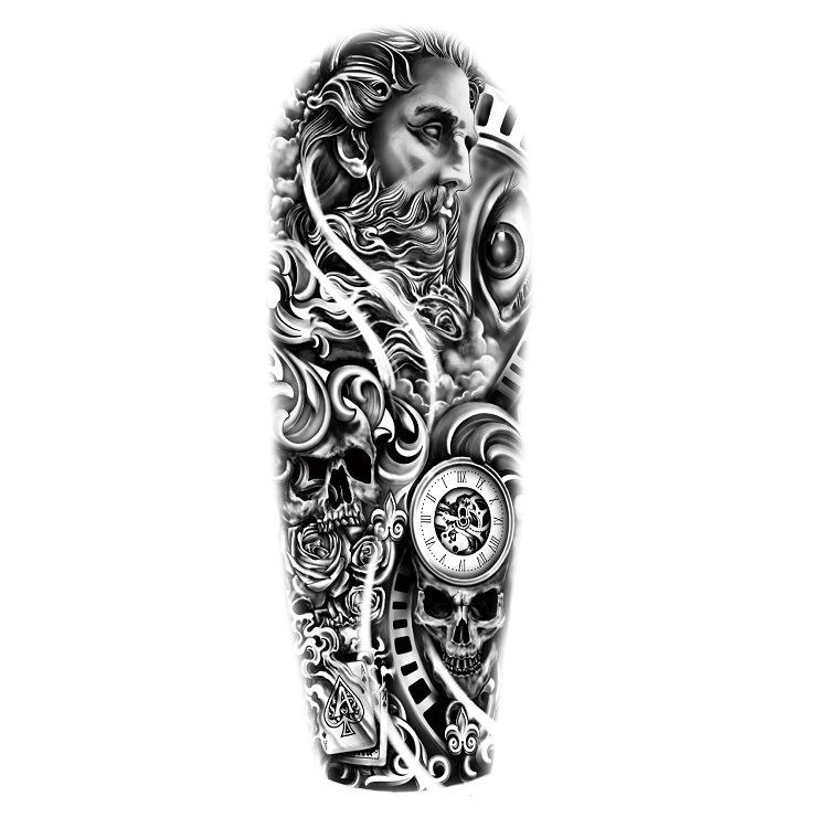 Full Arm Flower Arm Big Pattern Wind Lion Wolf Sexy Simulation Tattoo Water Transfer Tattoo Sticker