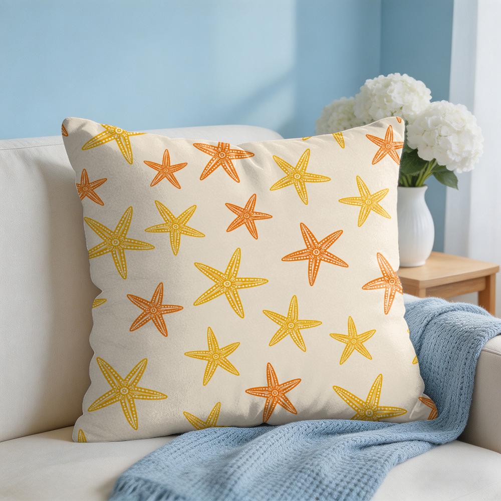 Cute Starfish Cushion Cover Short Plush Soft DoubleSided Printing Pillow Case Cozy Sofa Bedroom Home Decor Gift