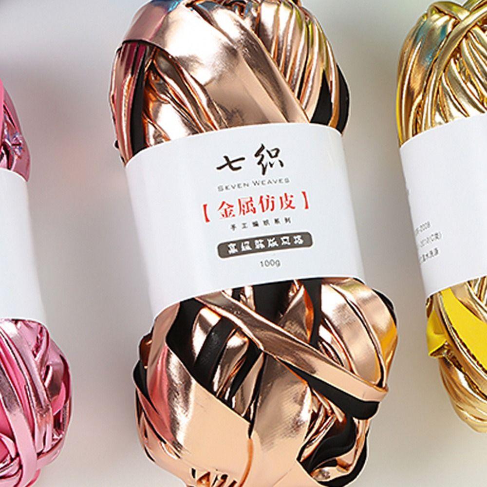 Shiny Faux Leather Yarn Elastic Crochet Yarn Craft Supplies Knitting Yarn  Sewing