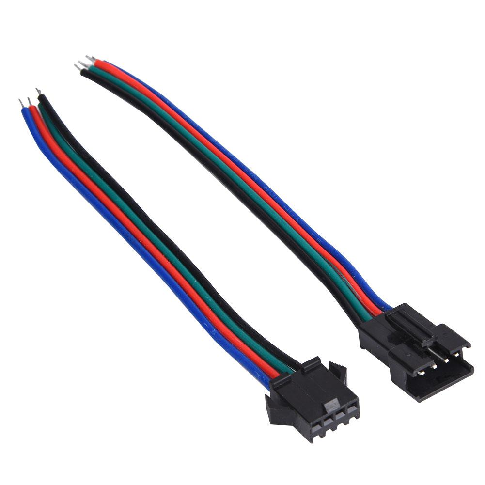 50 Pairs Connector Cable Male and Female 4 Pin Tinned Copper  for LED Strip Light 10cm Length