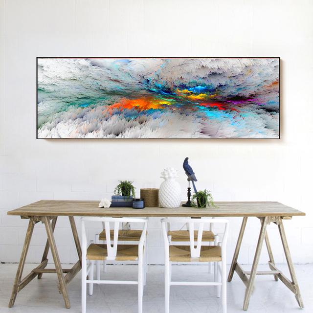 

Абстрактная картина на холсте, красочные фиолетовые, синие облака, постеры и принты, скандинавские настенные художественные картины для спальни, домашний декор, без рамки 60*170cm