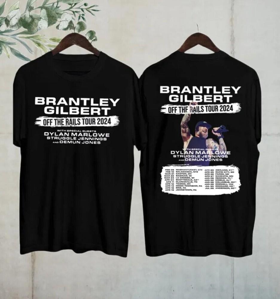 Brantley Gilbert Off The Rails Tour 2024 Shirt, 2 Sided T-Shirt Unisex T-Shirt S