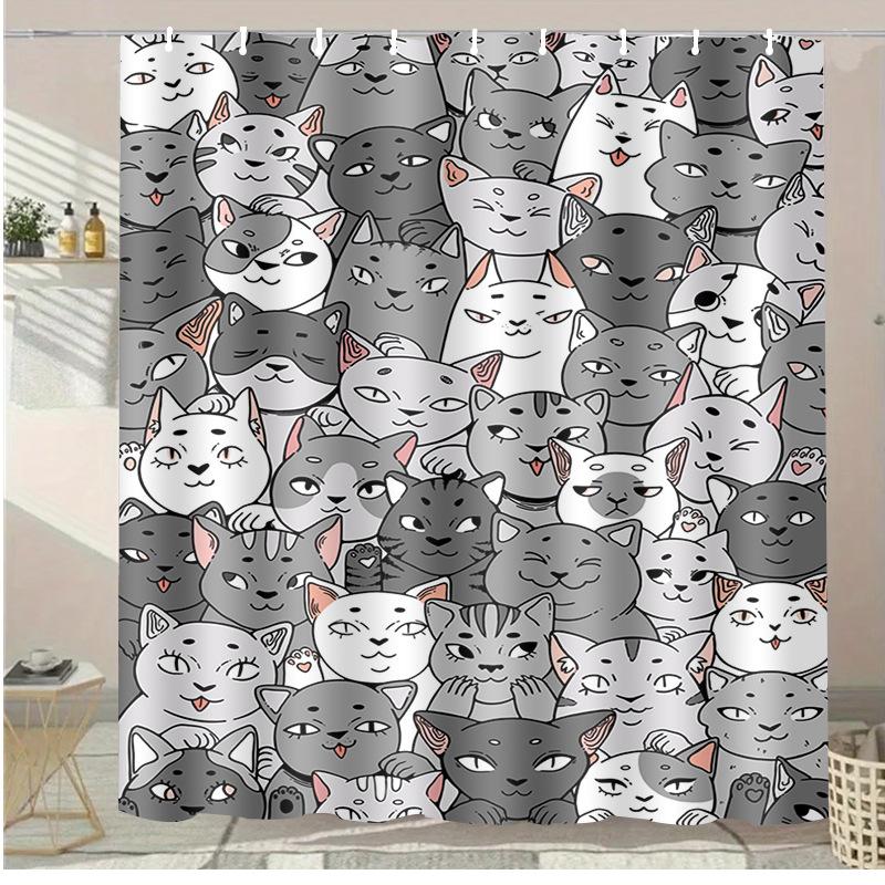 

Nordic Plants Washable Dirt-Resistant Shower Curtain Shower Head Waterproof Polyester Bath Curtain For Home Decor Accessories W60H190(CM)-1 Pcs
