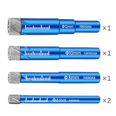 Droge diamantboorset 5 stuks met 1/4 5/16 3/8 1/2 inch voor graniet, keramiek, marmer, tegels en steen