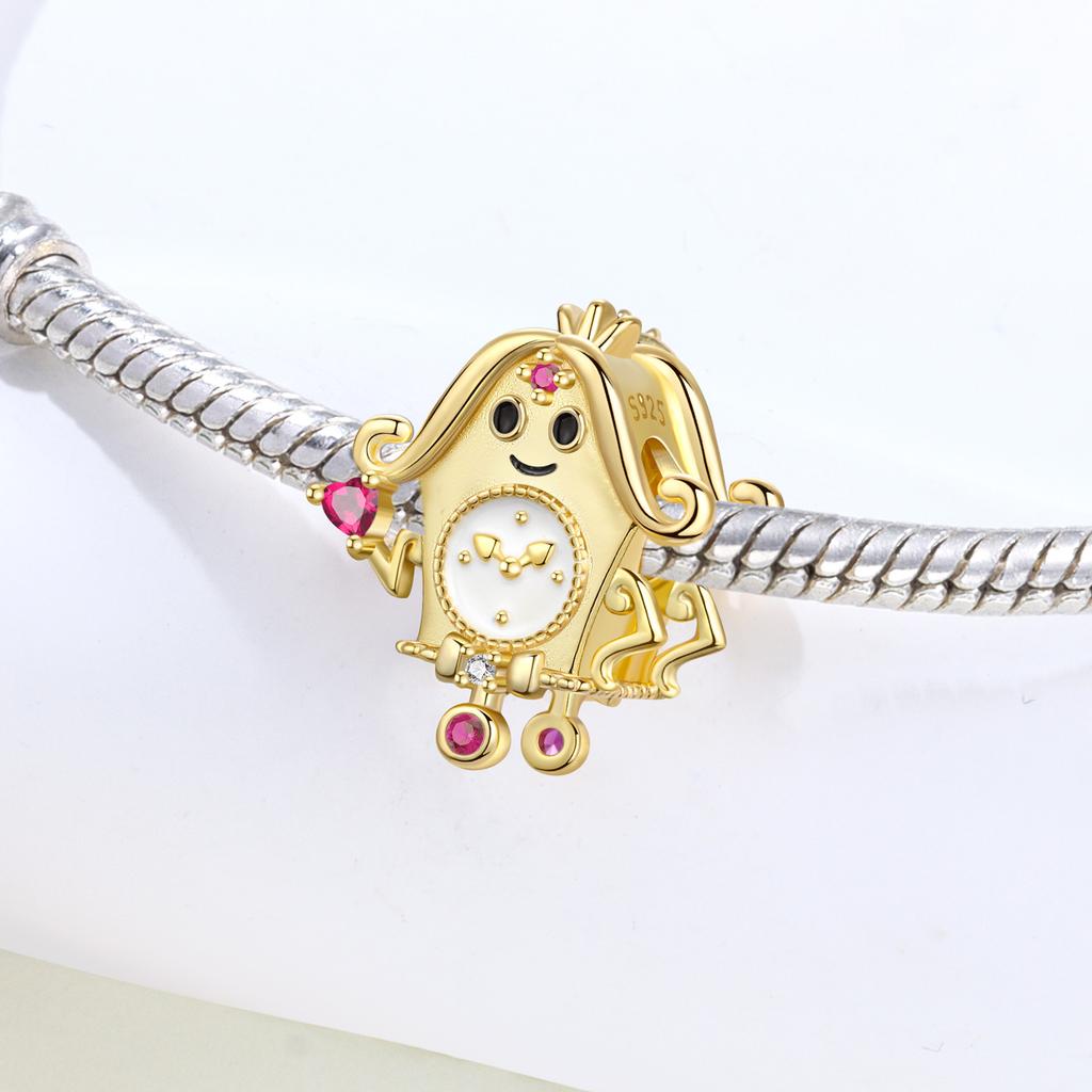 Copper Original Charms Golden Clock Queen Halloween Rose Red Heart Zircon Beads Fit Bracelet Diy Gift Women Jewelry Making