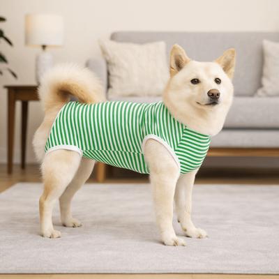 Elastic Dog Recovery Suit Striped Design Washable Anti-Licking Bodysuit Four-legged Pet Sterilization Suit Weaning Period