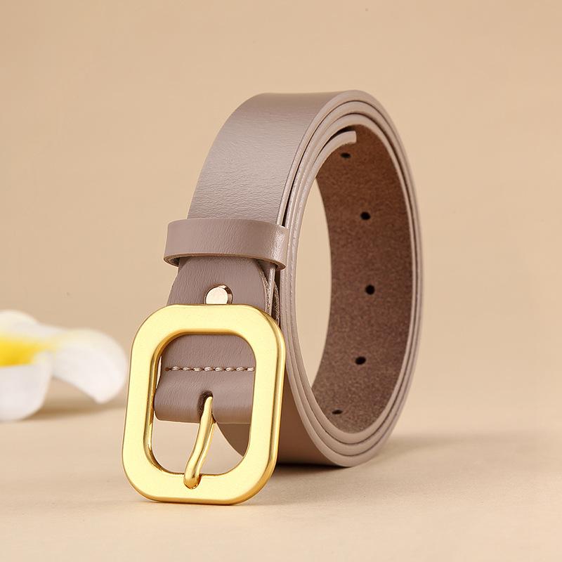 Women'S Belt Leather Retro Two-Layer Cowhide Black Belt Decorative Jeans Belt