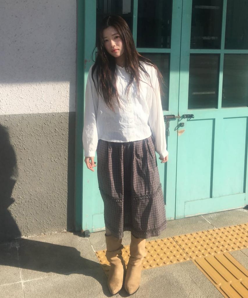 Tudment Check Tiered Skirt_Brown