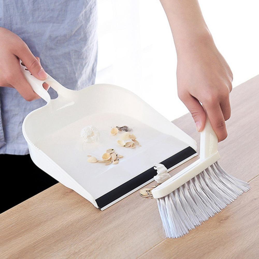 2pcs Plastic Mini Broom Set White Keyboard Cleaning Brush Dustpan Brush Kit Laptop Cleaning