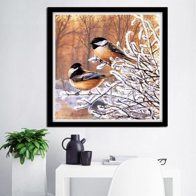 5D DIY Diamond Painting Birds Cross Stitch Full Round Drill Picture of Rhinestone Winter