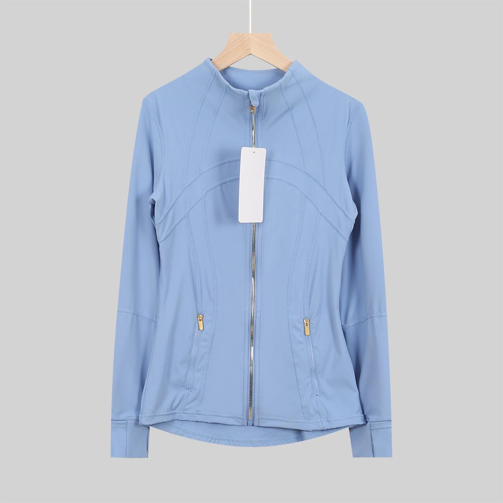 Lulu Original Damen Slim Fit Elastische Formgebende Lange Jacke Mantel mit Stehkragen für Yoga und Laufen