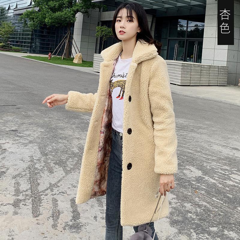 Winter new sheep shearing coat women's loose high-necked granular imitation wool fur medium and long thickened coat