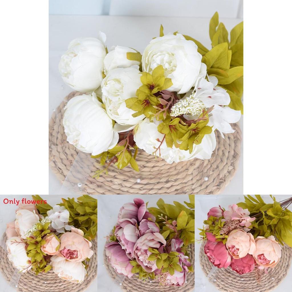 Peony Faux Flower Pack Of 13 With Silk Material For Interior Design And Photography