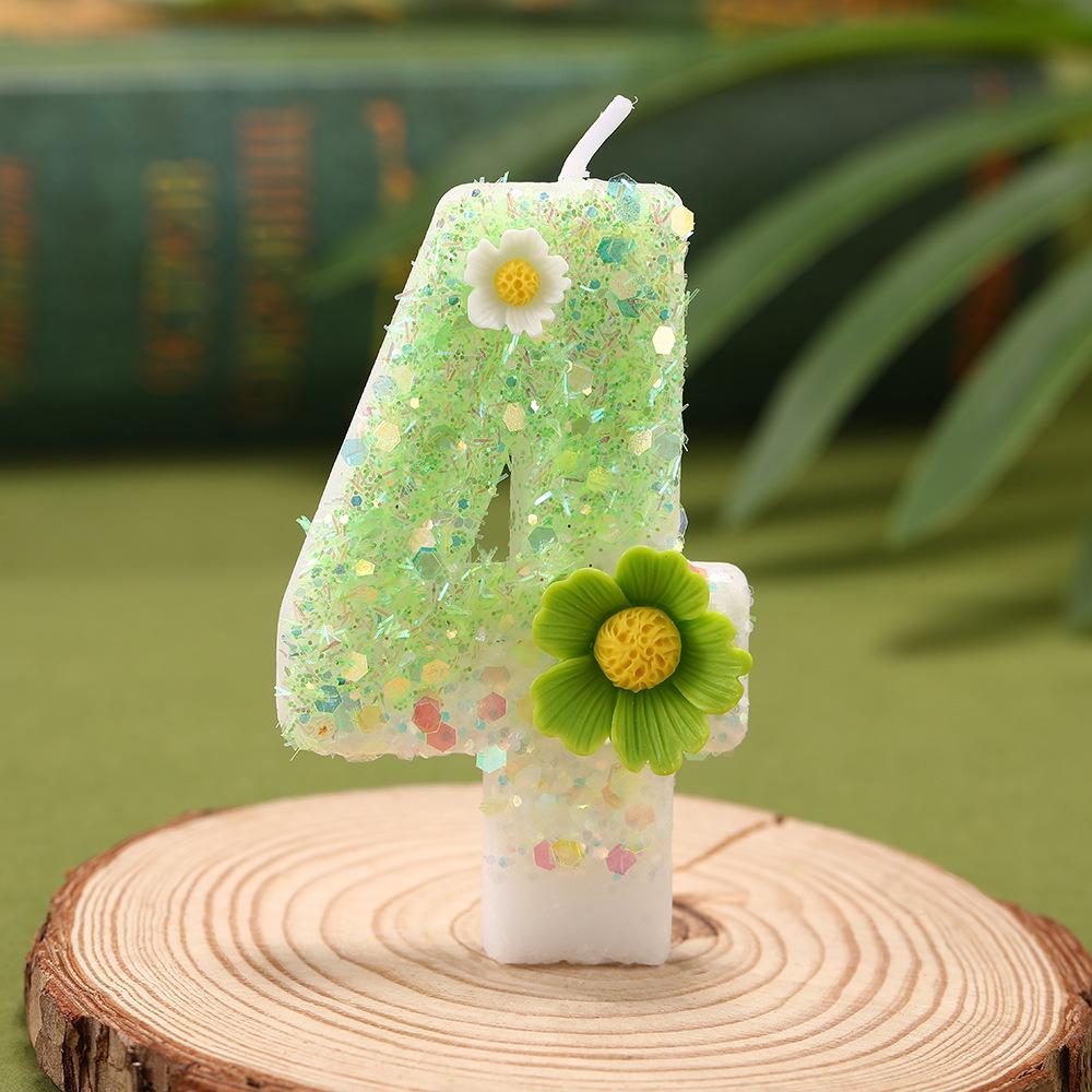 Forest Daisy Number Candles - First Birthday Cake Decorations
