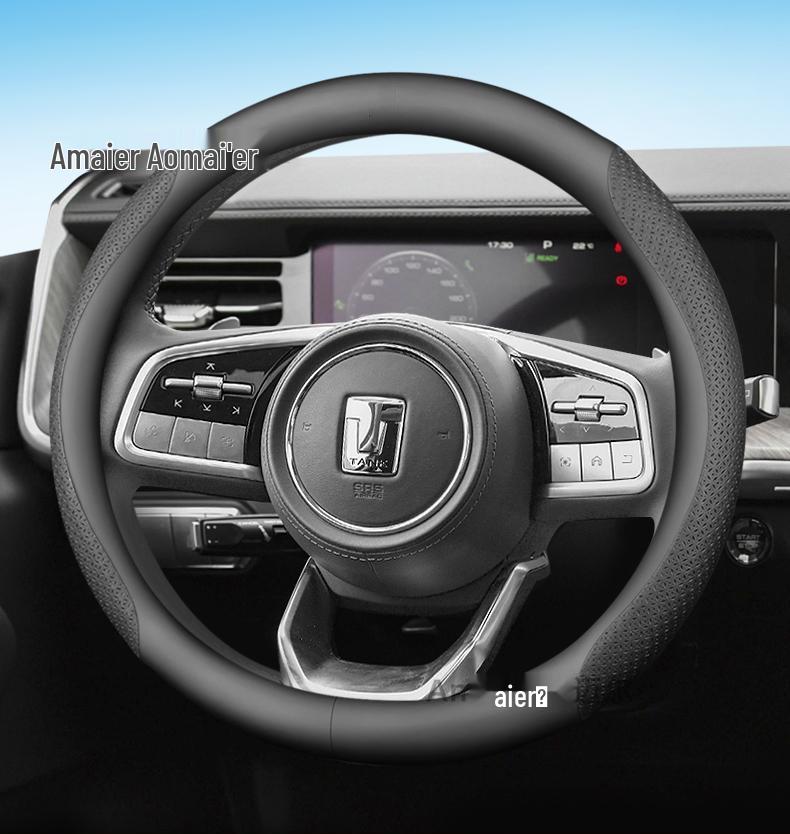 Genuine Leather Steering Wheel Cover for Tank 300/400/500, All-Season, Summer-Ready.
