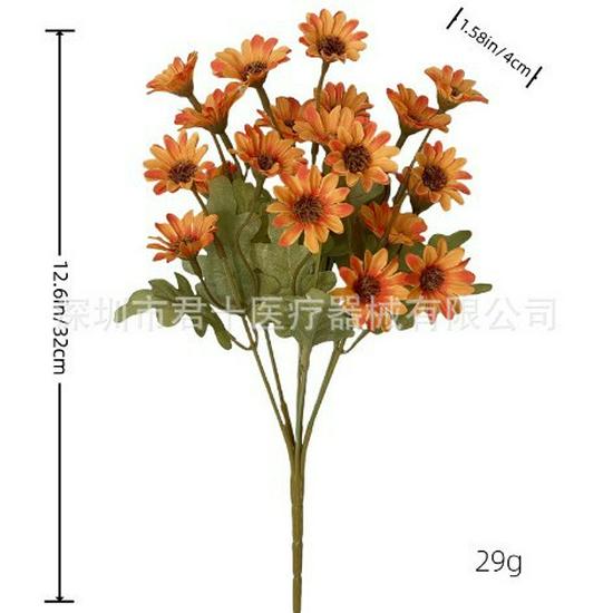 Sonnenuntergangs-Chrysanthemen-Strauß: 5 Farben, 7 Stiele, 21 künstliche Blumen für den Muttertag oder die Herbst-Veranda-Dekoration