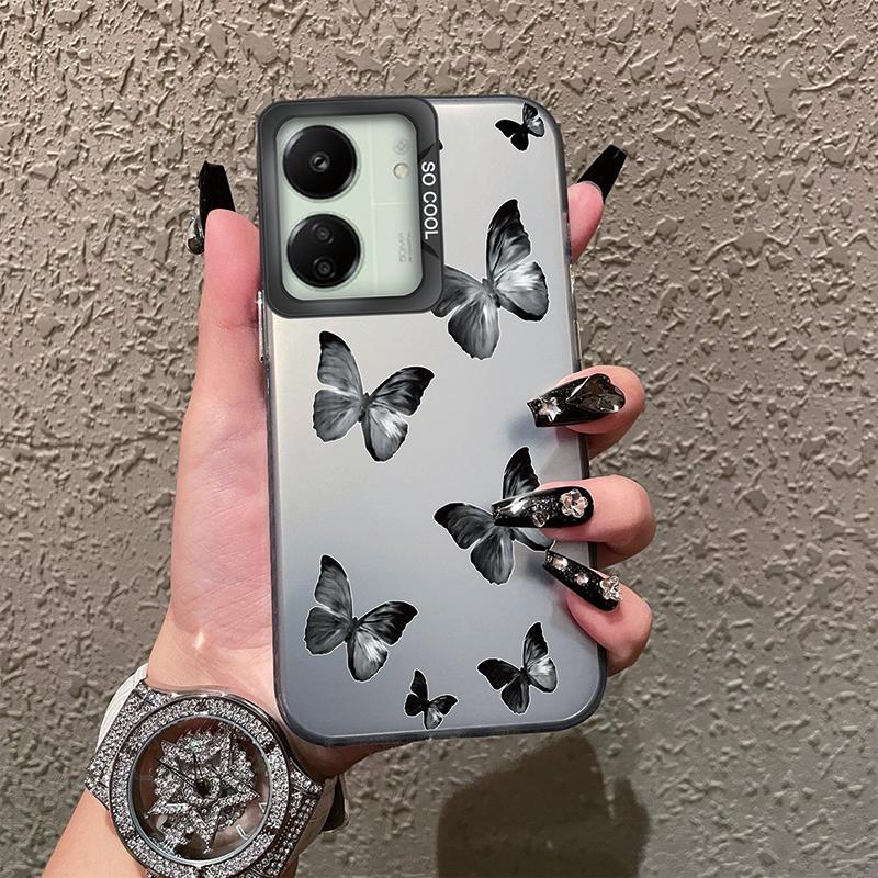 Schutzhülle mit Schmetterlingsmuster für Redmi 13C 4G 5G 12C 10C A1 A2 Plus 9 9A 9i Note 10 11 12 für Xiaomi 11 Lite NE Poco X3 NFC Pro Stoßfeste Stoßstangenabdeckung