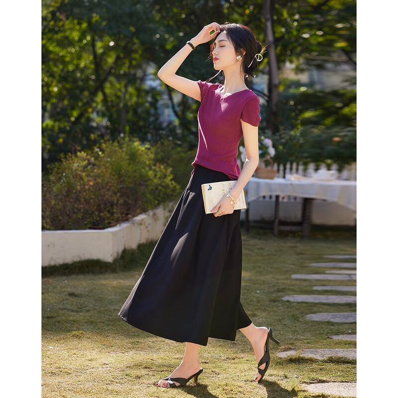 Demana Women's Summer Linen-Lyocell Blend Knit Top with Ribbon Tie