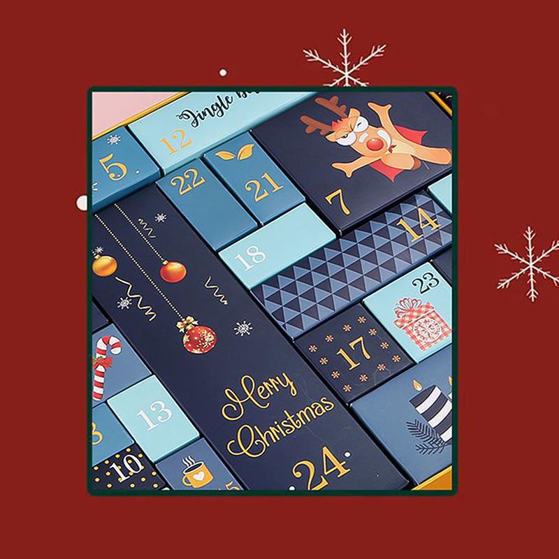 DIY Adventskalender Weihnachts-Countdown-Kalender mit 24 Papp-Schatzkästchen Xmas Leerer Countdown-Kalender