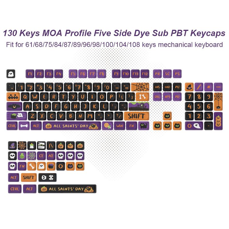 130 Keys Cheese Burger MOA Profile Custom Keycap Set Five Side Dye Sublimation PBT Keycaps for MX Switch Mechanical Keyboard